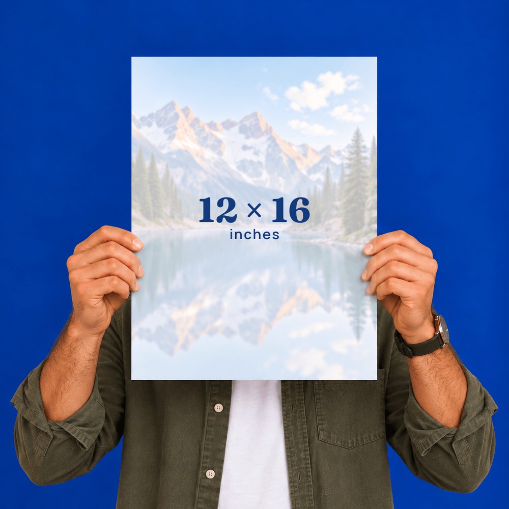 12 x 16 Plexi-Poster with a mountain lake photo