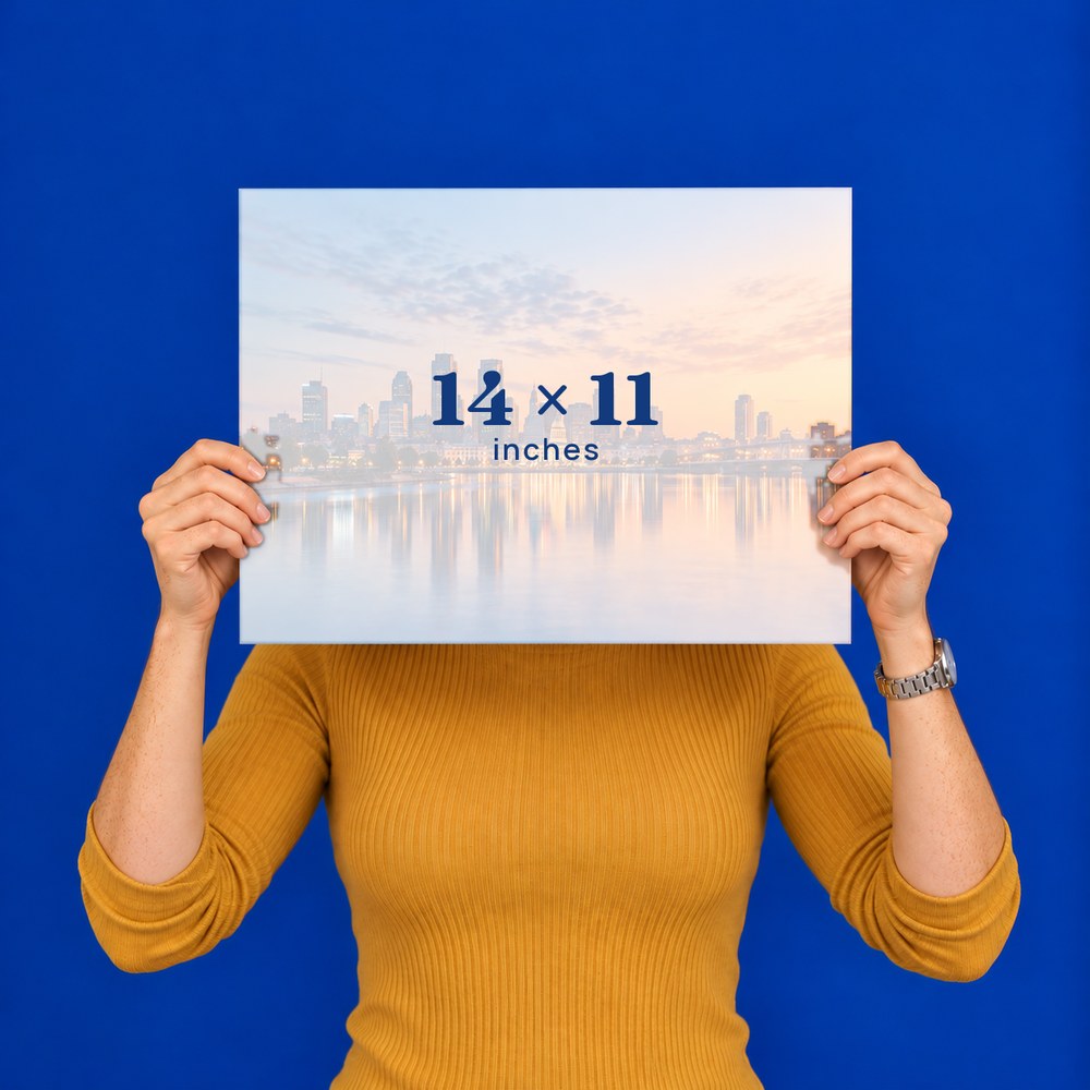 14 x 11 Plexi-Poster with a city skyline photo