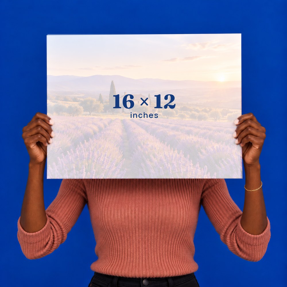 16 x 12 Plexi-Poster with a lavender field photo
