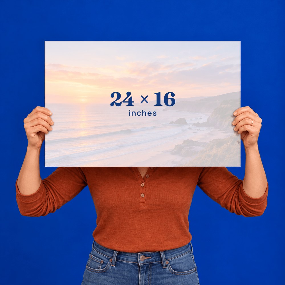 24 x 16 Plexi-Poster with a sunset beach photo